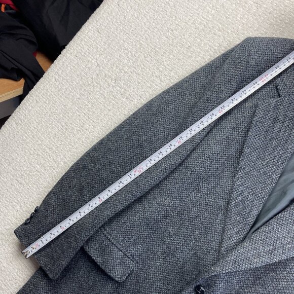 Vintage Harris Tweed Blazer Mens 42T Sport Coat Suit Jacket Dark Blue Wool - Picture 14 of 16